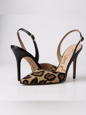 Sam Edelman Dora Leopard Brahma Calfhair Slingbacks, size 9